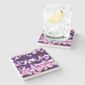 Funky Boho Retro Marmer Strepen Genderfluid Pride Stenen Onderzetter (Zijkant)
