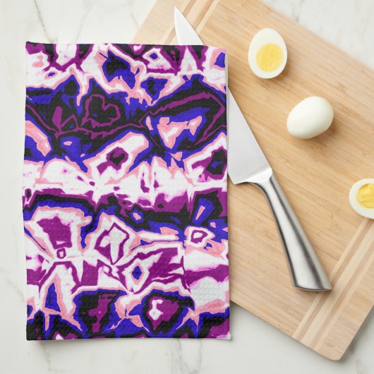 Funky Boho Retro Marmer Strepen Genderfluid Pride Theedoek (Quarter Fold)