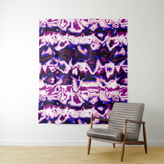 Funky Boho Retro Marmer Strepen Genderfluid Pride Wandkleed (In situ)