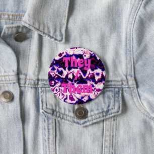 Funky Boho Retro Marmeren Strepen Genderfluid Prid Ronde Button 7,6 Cm
