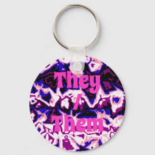 Funky Boho Retro Marmeren Strepen Genderfluid Prid Sleutelhanger