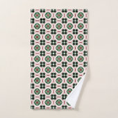 Funky Boho Retro Schattig Abstract Kerstpatroon Bad Handdoek (Handdoek)