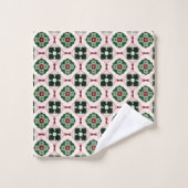 Funky Boho Retro Schattig Abstract Kerstpatroon Bad Handdoek (Wasdoekje)