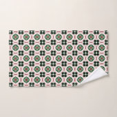 Funky Boho Retro Schattig Abstract Kerstpatroon Bad Handdoek (Handdoek)