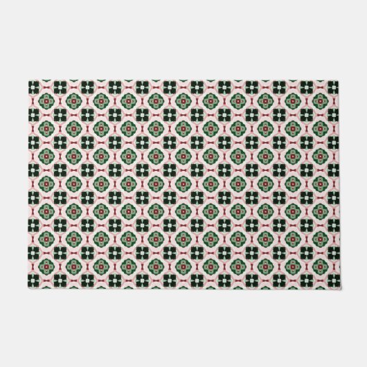 Funky Boho Retro Schattig Abstract Kerstpatroon Deurmat (Voorkant)