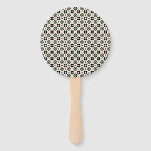 Funky Boho Retro Schattig Abstract Kerstpatroon Handwaaier (Voorkant)