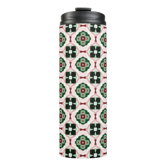 Funky Boho Retro Schattig Abstract Kerstpatroon Thermosbeker (Voorkant)