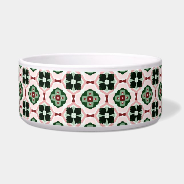 Funky Boho Retro Schattige Abstract kerstpatroon Voerbakje (Voorkant)