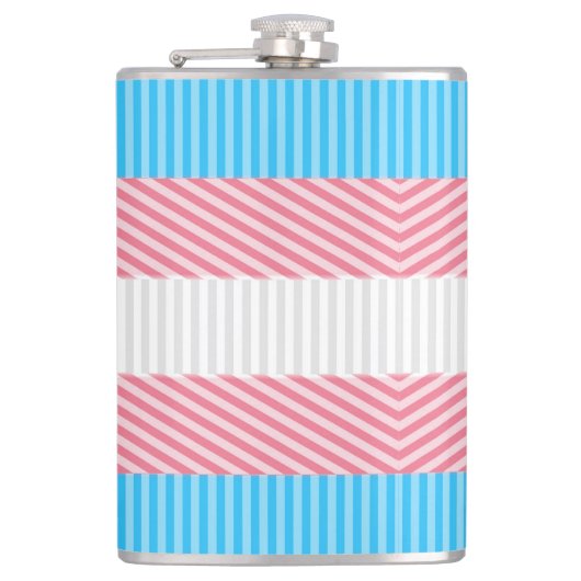 Funky Boho Streep Abstracte Transgender Pride Flag Heupfles (Voorkant)