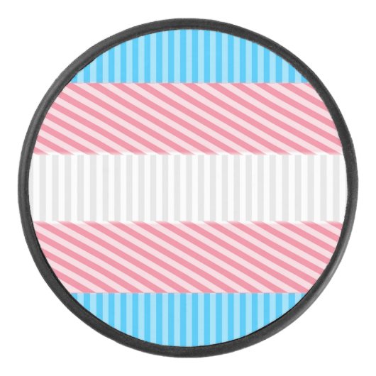 Funky Boho Streep Abstracte Transgender Pride Flag Hockey Puck (Voorkant)