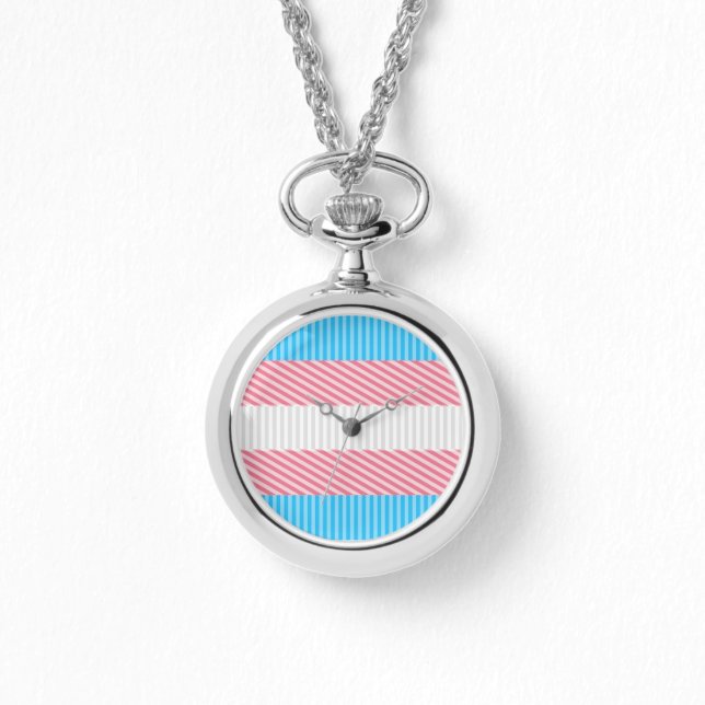 Funky Boho Streep Abstracte Transgender Pride Flag Horloge (Voorkant)