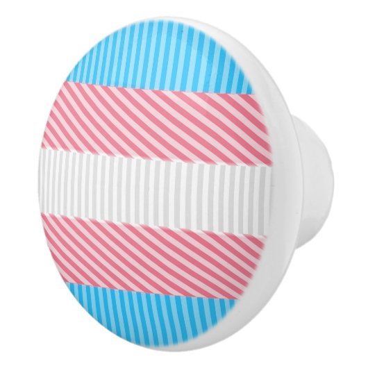 Funky Boho Streep Abstracte Transgender Pride Flag Keramische Knop (Rechts)