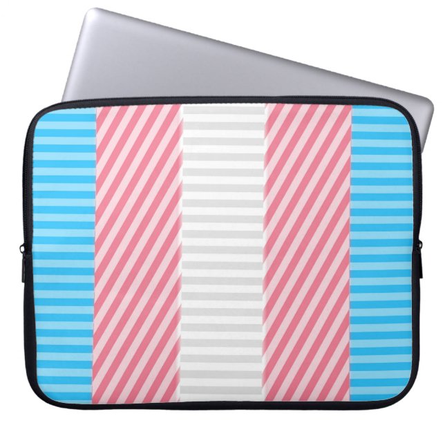 Funky Boho Streep Abstracte Transgender Pride Flag Laptop Sleeve (Voorkant)