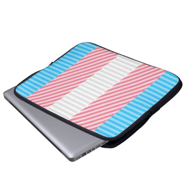 Funky Boho Streep Abstracte Transgender Pride Flag Laptop Sleeve (Voorkant onderkant)