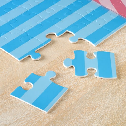 Funky Boho Streep Abstracte Transgender Pride Flag Legpuzzel (Zijkant)