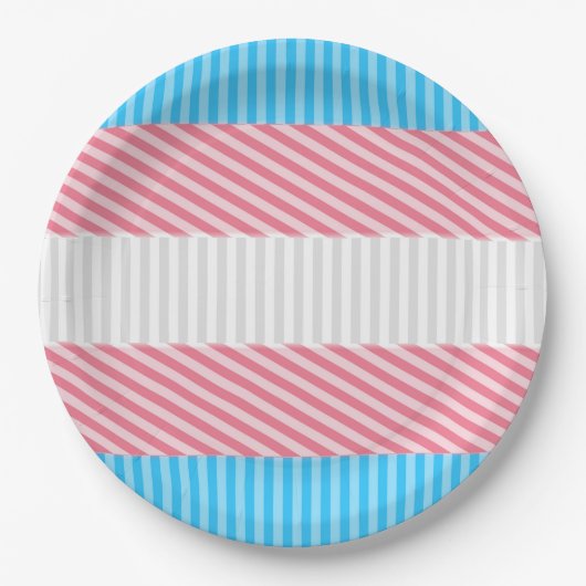 Funky Boho Streep Abstracte Transgender Pride Flag Papieren Bordje (Voorkant)