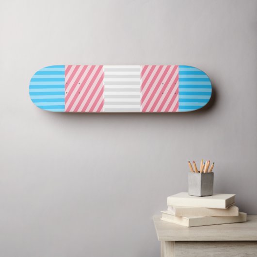 Funky Boho Streep Abstracte Transgender Pride Flag Persoonlijk Skateboard (Muurkunst (Horizontaal))