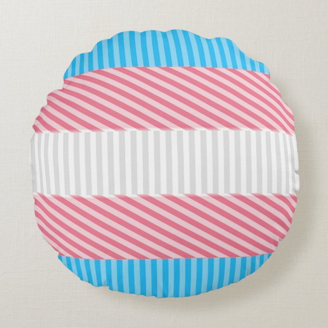 Funky Boho Streep Abstracte Transgender Pride Flag Rond Kussen (Voorkant)