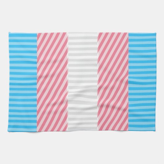 Funky Boho Streep Abstracte Transgender Pride Flag Theedoek (Horizontaal)