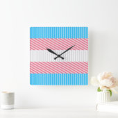 Funky Boho Streep Abstracte Transgender Pride Flag Vierkante Klok (Huis)