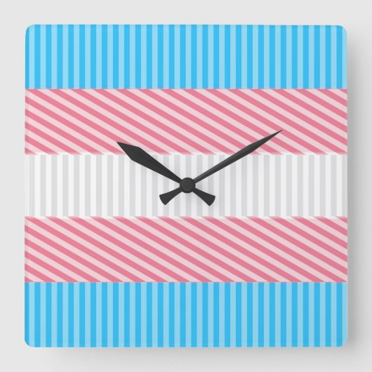 Funky Boho Streep Abstracte Transgender Pride Flag Vierkante Klok (Voorkant)