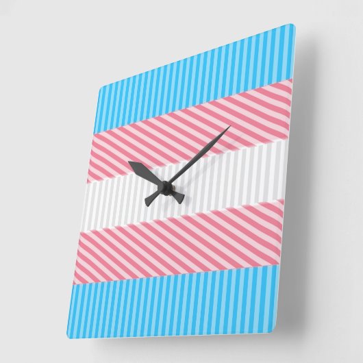 Funky Boho Streep Abstracte Transgender Pride Flag Vierkante Klok (Hoek)