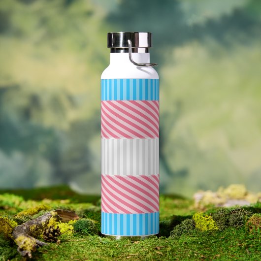 Funky Boho Streep Abstracte Transgender Pride Flag Waterfles (Buiten)
