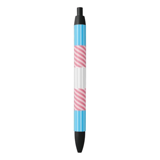 Funky Boho Streep Abstracte Transgender Pride Flag Zwarte Inkt Pen (Voorkant Verticaal)
