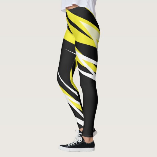 Funky Bold Abstract Art Black Yellow White Leggings (Links)