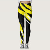 Funky Bold Abstract Art Black Yellow White Leggings (Voorkant)