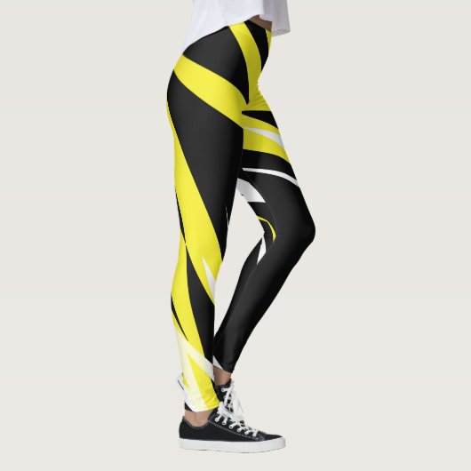 Funky Bold Abstract Art Black Yellow White Leggings (Rechts)