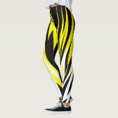 Funky Bold Abstracte Kunst Zwart Geel Wit Leggings (Links)