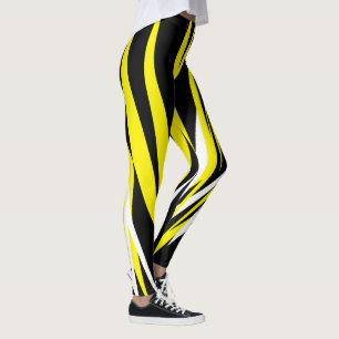 Funky Bold Abstracte Kunst Zwart Geel Wit Leggings