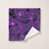 Funky Bold Boho Paarse Digitale Abstracte Fractal Bad Handdoek (Wasdoekje)