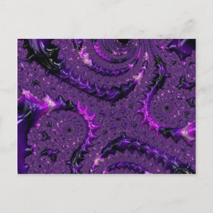 Funky Bold Boho Paarse Digitale Abstracte Fractal Briefkaart