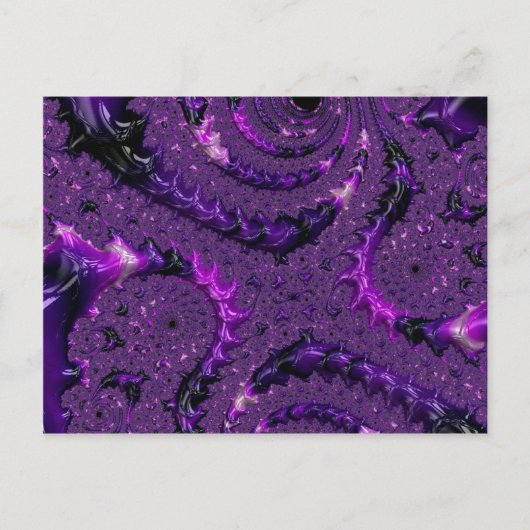 Funky Bold Boho Paarse Digitale Abstracte Fractal Briefkaart (Voorkant)