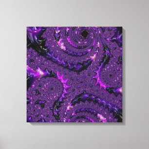 Funky Bold Boho Paarse Digitale Abstracte Fractal Canvas Afdruk
