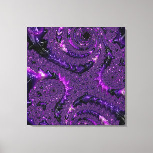 Funky Bold Boho Paarse Digitale Abstracte Fractal Canvas Afdruk