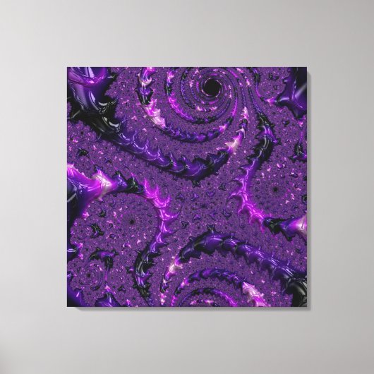 Funky Bold Boho Paarse Digitale Abstracte Fractal Canvas Afdruk (Voorkant)