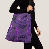 Funky Bold Boho Paarse Digitale Abstracte Fractal Crossbody Tas (Dichtbij)