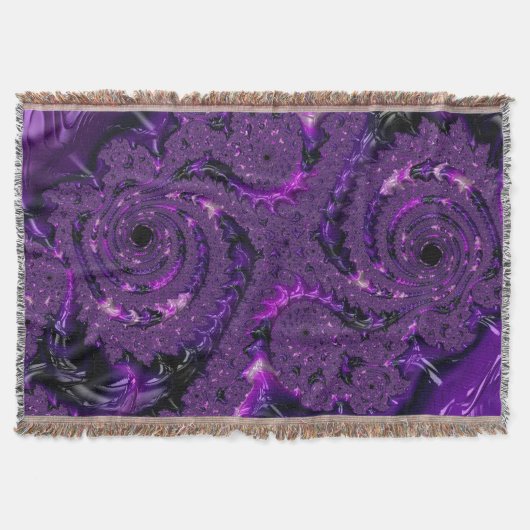 Funky Bold Boho Paarse Digitale Abstracte Fractal Deken (Voorkant)