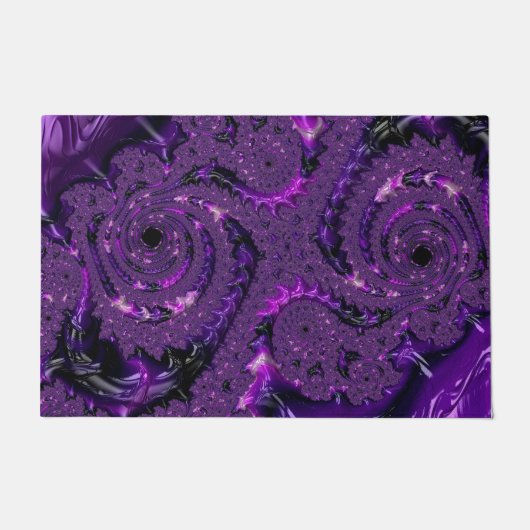 Funky Bold Boho Paarse Digitale Abstracte Fractal Deurmat (Voorkant)