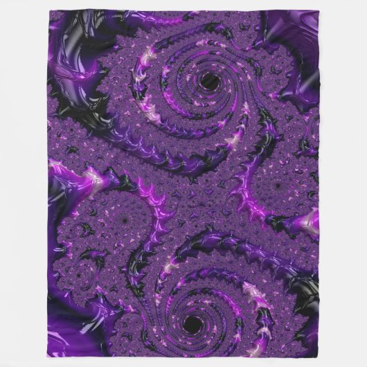 Funky Bold Boho Paarse Digitale Abstracte Fractal Fleece Deken (Voorkant)