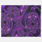 Funky Bold Boho Paarse Digitale Abstracte Fractal Fleece Deken (Voorkant (Horizontaal))