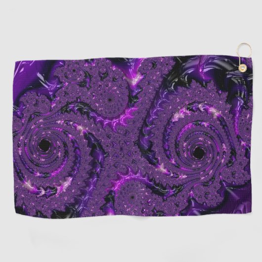 Funky Bold Boho Paarse Digitale Abstracte Fractal Golfhanddoek (Horizontaal)