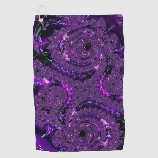 Funky Bold Boho Paarse Digitale Abstracte Fractal Golfhanddoek (Voorkant)