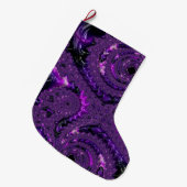 Funky Bold Boho Paarse Digitale Abstracte Fractal Grote Kerstsok (Voorkant (Hangend))