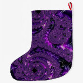 Funky Bold Boho Paarse Digitale Abstracte Fractal Grote Kerstsok (Achterkant)
