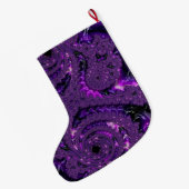 Funky Bold Boho Paarse Digitale Abstracte Fractal Grote Kerstsok (Achterkant (Hangend))