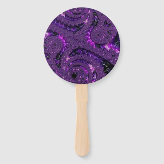 Funky Bold Boho Paarse Digitale Abstracte Fractal Handwaaier (Achterkant)